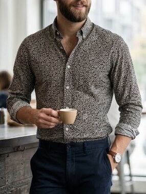 Club Monaco Japanese Fabric Floral Button-Down- XL